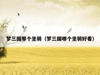 梦三国那个坐骑（梦三国哪个坐骑好看）