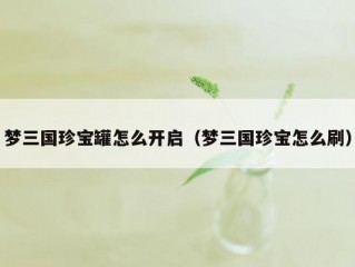 梦三国珍宝罐怎么开启（梦三国珍宝怎么刷）