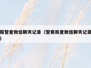 报警查微信聊天记录（警察局查微信聊天记录）