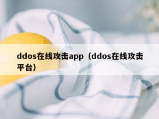 ddos在线攻击app（ddos在线攻击平台）