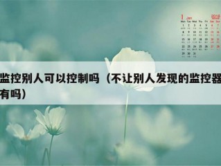 监控别人可以控制吗（不让别人发现的监控器有吗）