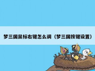 梦三国鼠标右键怎么调（梦三国按键设置）