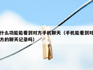 什么功能能看到对方手机聊天（手机能看到对方的聊天记录吗）