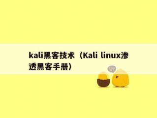 kali黑客技术（Kali linux渗透黑客手册）