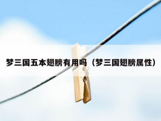 梦三国五本翅膀有用吗（梦三国翅膀属性）