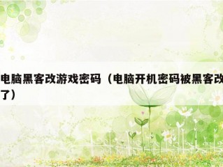 电脑黑客改游戏密码（电脑开机密码被黑客改了）