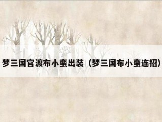 梦三国官渡布小蛮出装（梦三国布小蛮连招）