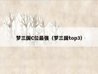 梦三国C位最强（梦三国top3）