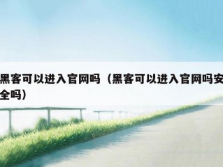 黑客可以进入官网吗（黑客可以进入官网吗安全吗）