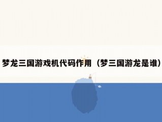 梦龙三国游戏机代码作用（梦三国游龙是谁）