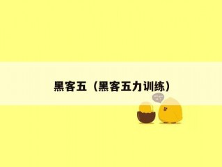 黑客五（黑客五力训练）