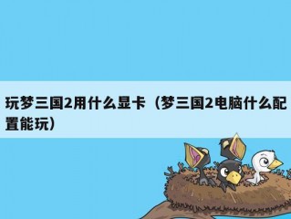 玩梦三国2用什么显卡（梦三国2电脑什么配置能玩）