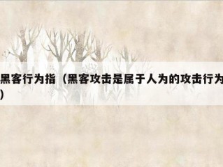 黑客行为指（黑客攻击是属于人为的攻击行为）