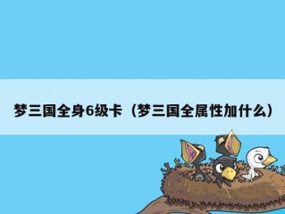 梦三国全身6级卡（梦三国全属性加什么）