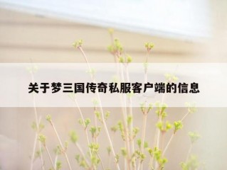 关于梦三国传奇私服客户端的信息