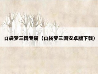 口袋梦三国专属（口袋梦三国安卓版下载）