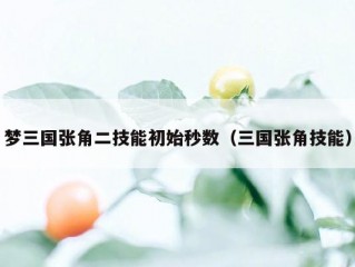 梦三国张角二技能初始秒数（三国张角技能）