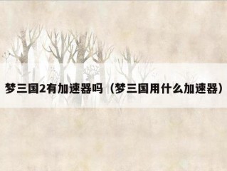 梦三国2有加速器吗（梦三国用什么加速器）