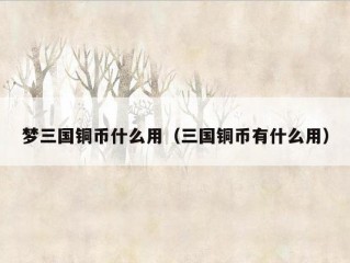 梦三国铜币什么用（三国铜币有什么用）