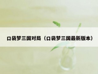 口袋梦三国对局（口袋梦三国最新版本）