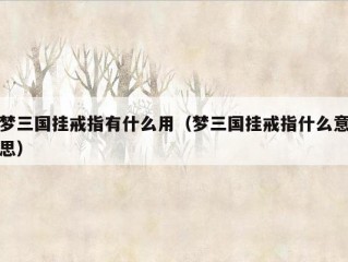 梦三国挂戒指有什么用（梦三国挂戒指什么意思）