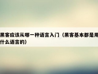 黑客应该从哪一种语言入门（黑客基本都是用什么语言的）