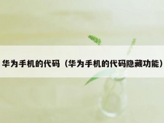 华为手机的代码（华为手机的代码隐藏功能）