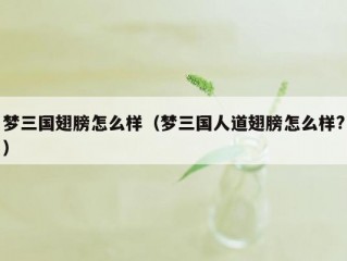 梦三国翅膀怎么样（梦三国人道翅膀怎么样?）