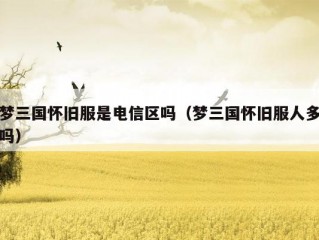 梦三国怀旧服是电信区吗（梦三国怀旧服人多吗）