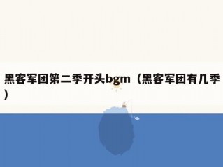 黑客军团第二季开头bgm（黑客军团有几季）