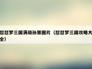 怼怼梦三国满级孙策图片（怼怼梦三国攻略大全）