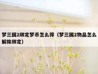 梦三国2绑定梦币怎么得（梦三国2物品怎么解除绑定）