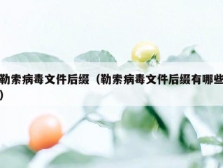 勒索病毒文件后缀（勒索病毒文件后缀有哪些）