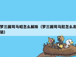 梦三国司马昭怎么解除（梦三国司马懿怎么出装）