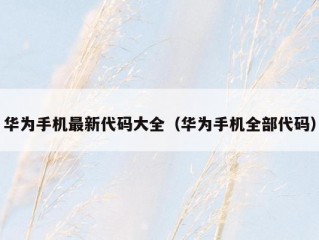 华为手机最新代码大全（华为手机全部代码）