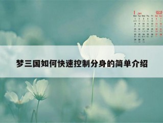 梦三国如何快速控制分身的简单介绍