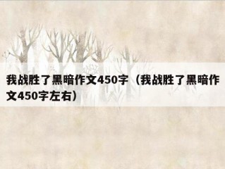 我战胜了黑暗作文450字（我战胜了黑暗作文450字左右）