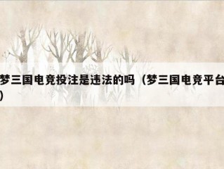 梦三国电竞投注是违法的吗（梦三国电竞平台）