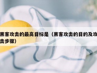 黑客攻击的最高目标是（黑客攻击的目的及攻击步骤）