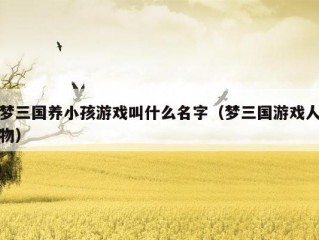 梦三国养小孩游戏叫什么名字（梦三国游戏人物）