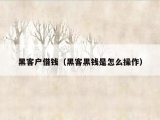 黑客户借钱（黑客黑钱是怎么操作）