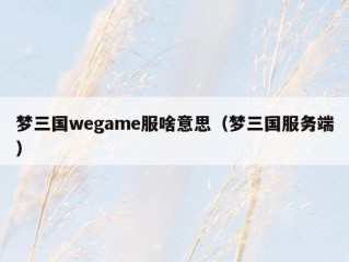 梦三国wegame服啥意思（梦三国服务端）