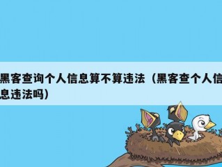 黑客查询个人信息算不算违法（黑客查个人信息违法吗）