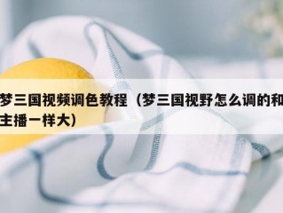 梦三国视频调色教程（梦三国视野怎么调的和主播一样大）