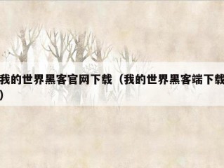 我的世界黑客官网下载（我的世界黑客端下载）