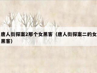 唐人街探案2那个女黑客（唐人街探案二的女黑客）