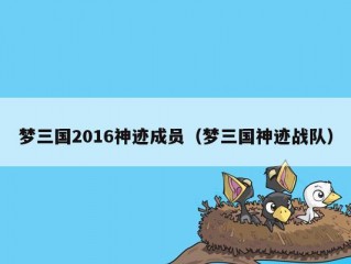 梦三国2016神迹成员（梦三国神迹战队）