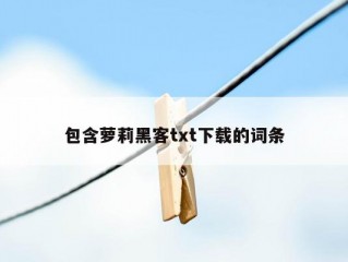 包含萝莉黑客txt下载的词条