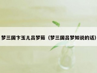 梦三国卞玉儿吕梦茹（梦三国吕梦如说的话）