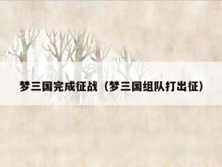 梦三国完成征战（梦三国组队打出征）